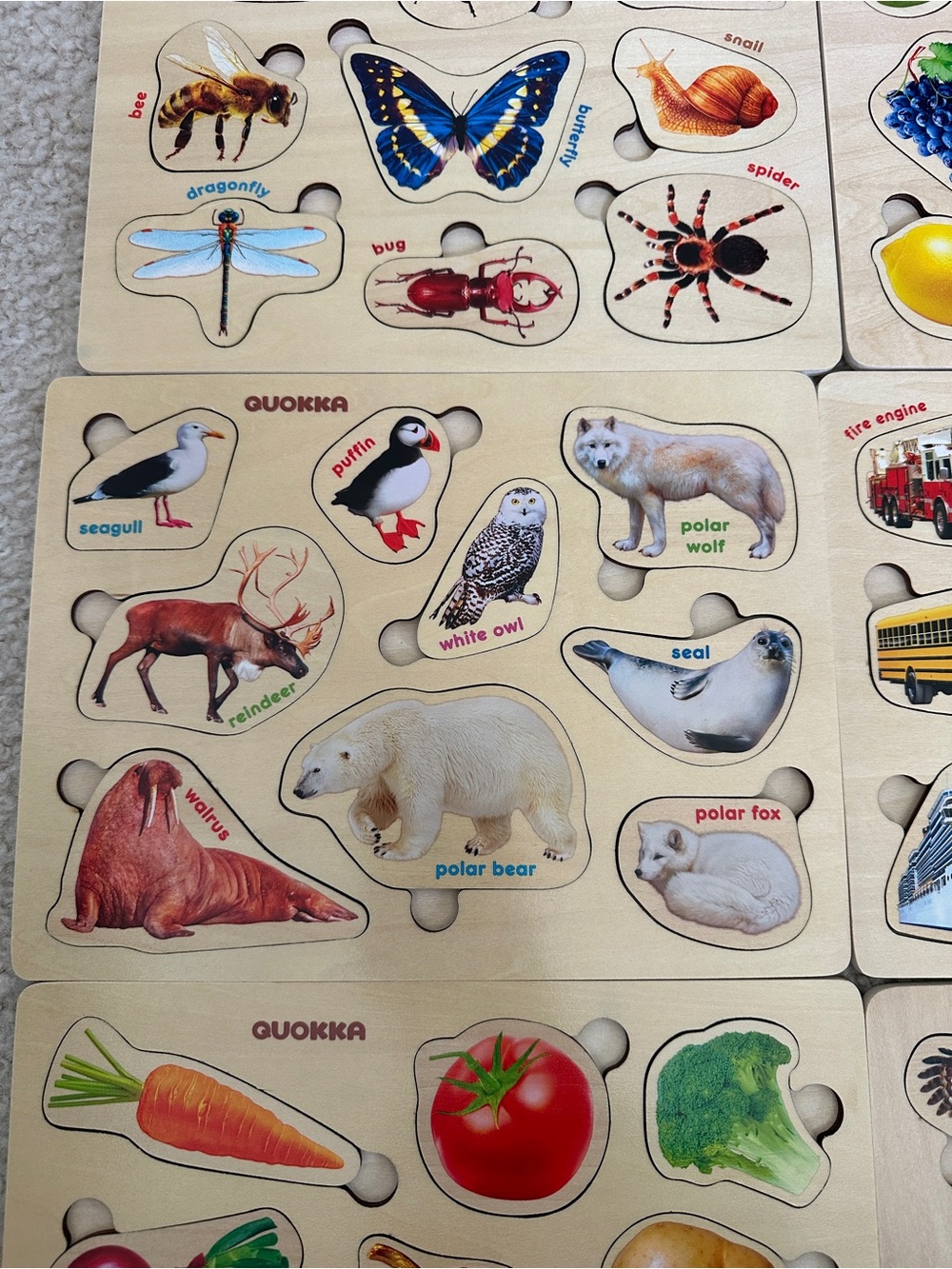 Wooden Toddler Puzzle Set – Animals, Fruits, Vehicles & More | Montessori Learni - Picture 6 of 10